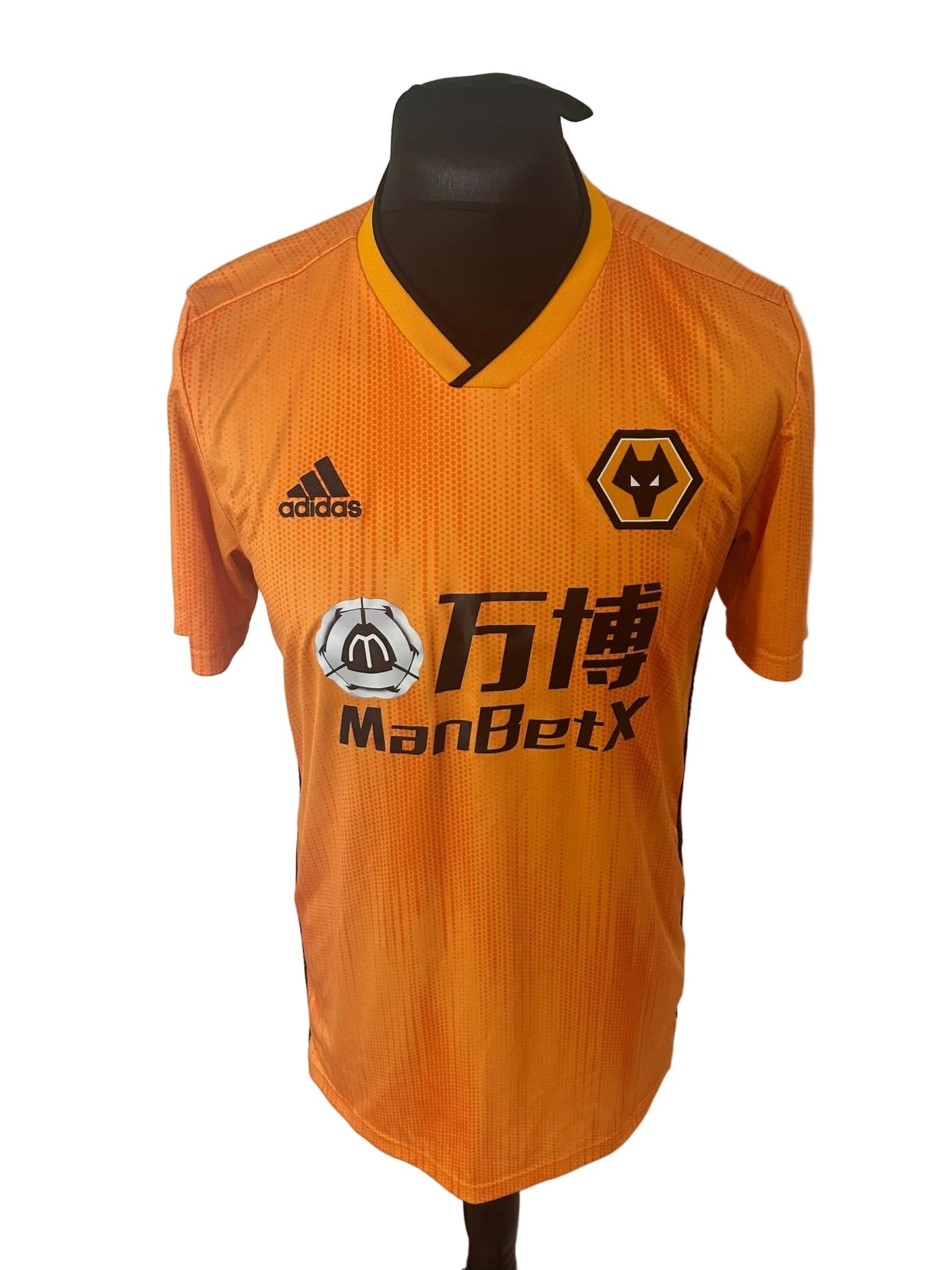 Wolverhampton Wanderers, Wolves 2019-20 home football shirt, gold, medium, Adidas, front