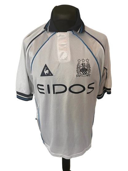 Manchester City 1999-00 away football shirt, white, Large, Le Coq Sportif, front