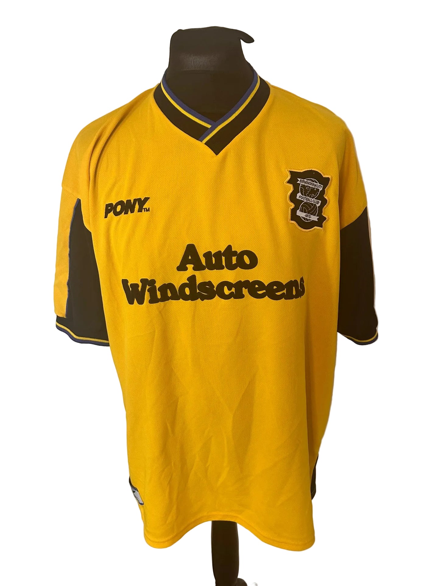 Birmingham City 1997-98 away football shirt, yellow, Extra Large, XL, Pony, front