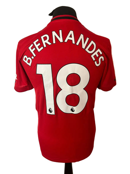 Manchester United 2019-20 home football shirt, red, small, Adidas, Bruno Fernandes, back