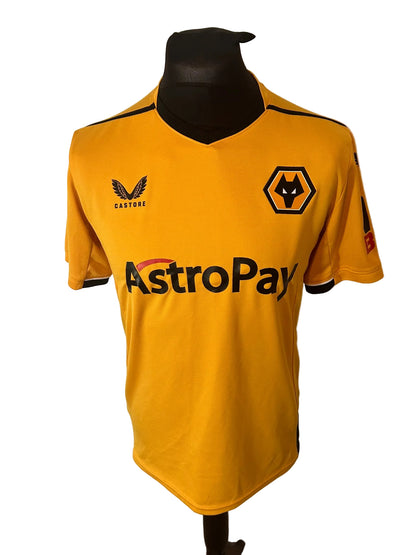 Wolverhampton Wanderers, Wolves 2022-23 home football shirt, gold, medium, Castore, front