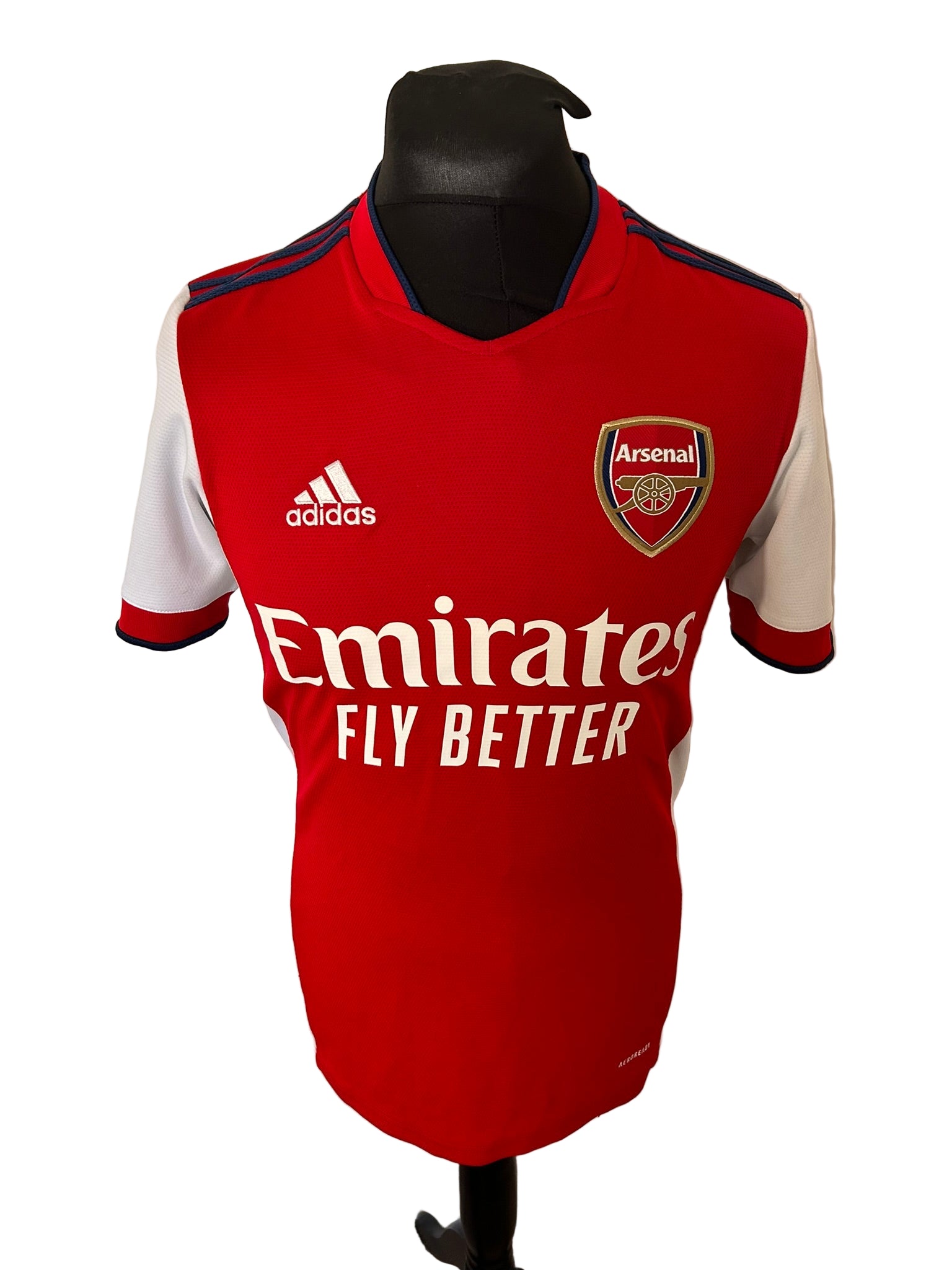 Arsenal 2021-22 home football shirt, Adidas, small, red, front, Bukayo Saka