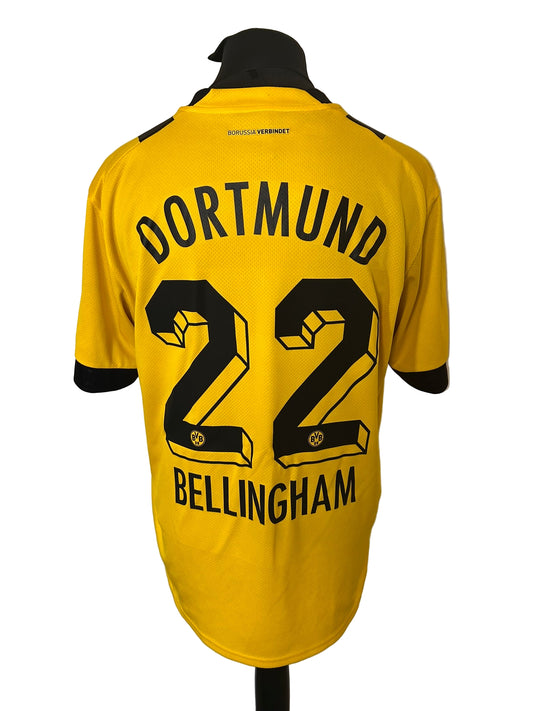 Borussia Dortmund 2022-23 home football shirt, Puma, XL, Extra Large, yellow and black, back, Jude Bellingham