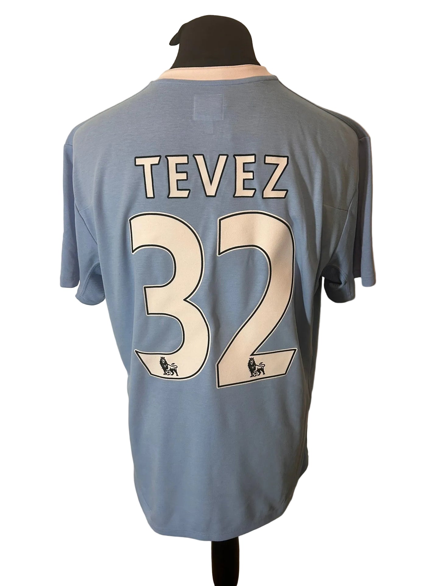 Manchester City 2009-10 home football shirt, blue, Large, Umbro, Carlos Tevez, back
