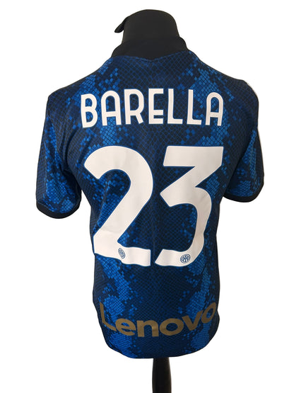 Inter Milan 2021-22 home football shirt, Nike, small, blue and black, back