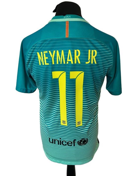 Barcelona 2016-17 third football shirt, Nike, medium, turquoise and green, back, Neymar
