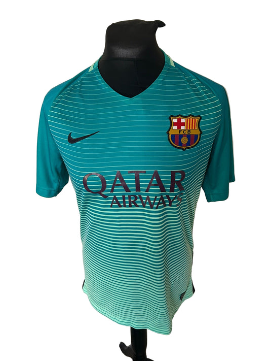 Barcelona 2016-17 third football shirt, Nike, medium, turquoise and green, front, Neymar