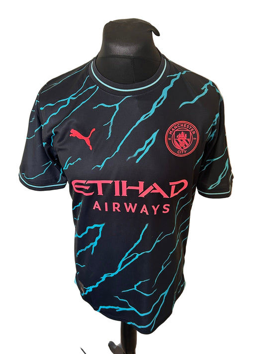 Manchester City 2023-24 third football shirt, Puma, medium, navy, front, Phil Foden