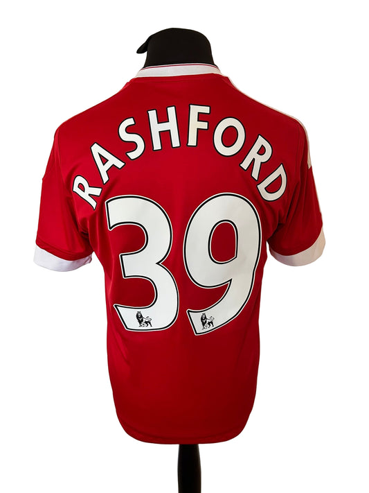 Manchester United 2015-16 home football shirt, Marcus Rashford, Adidas, medium, red, back