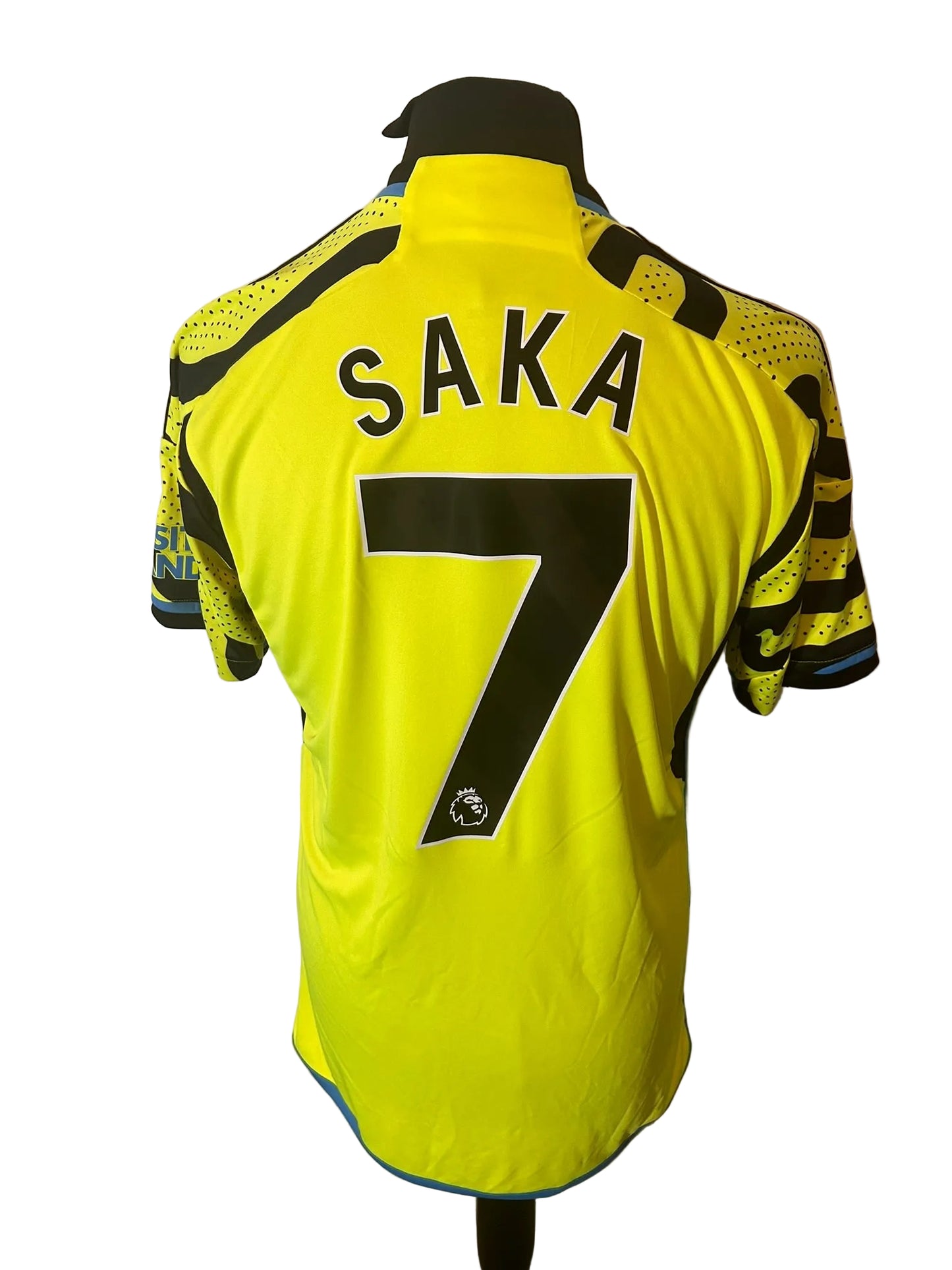 Arsenal 2023-24 away football shirt, green, medium, Adidas, Bukayo Saka, back