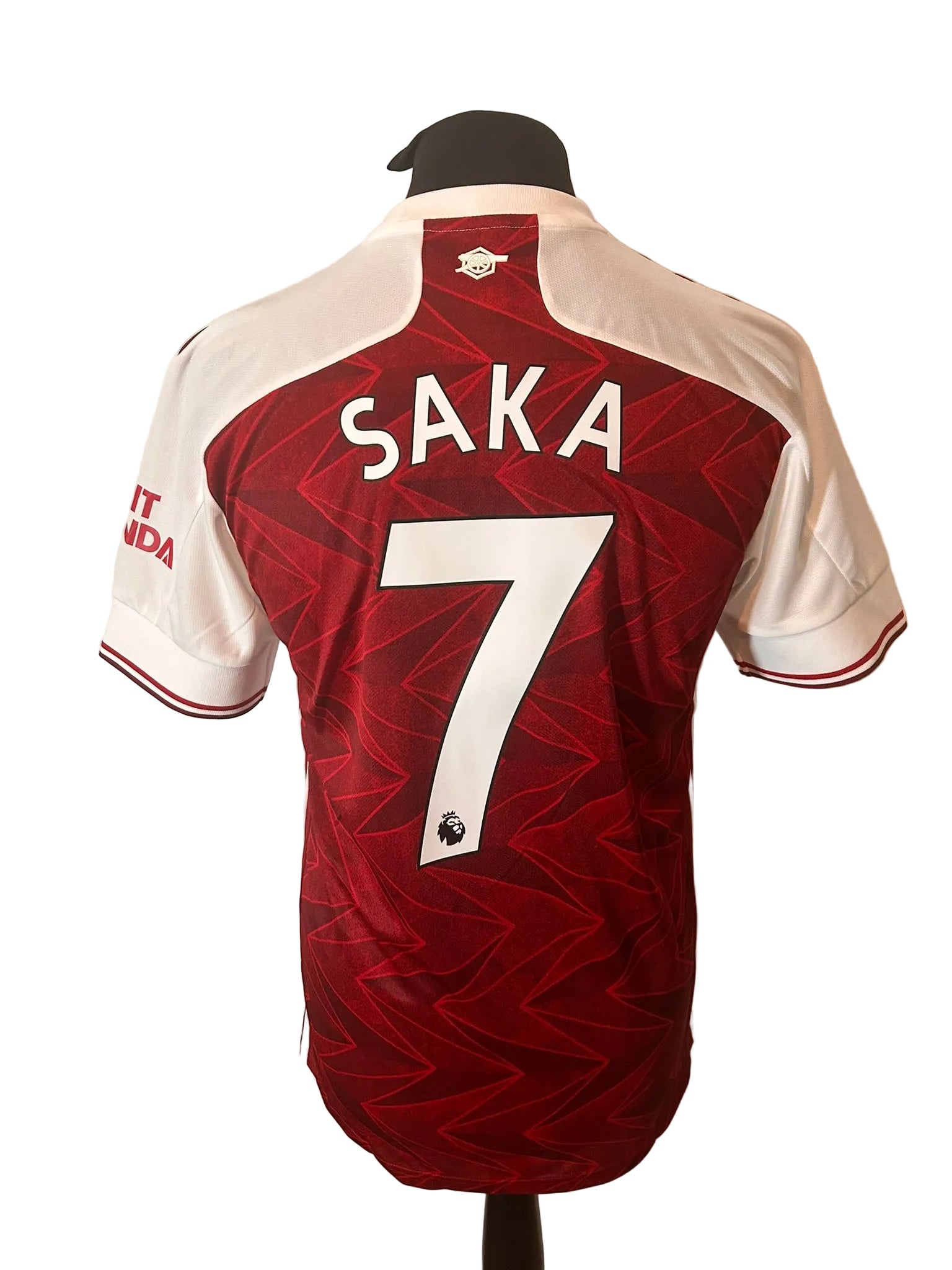 Arsenal 2020-21 home football shirt, red, medium, Adidas, Bukayo Saka, back