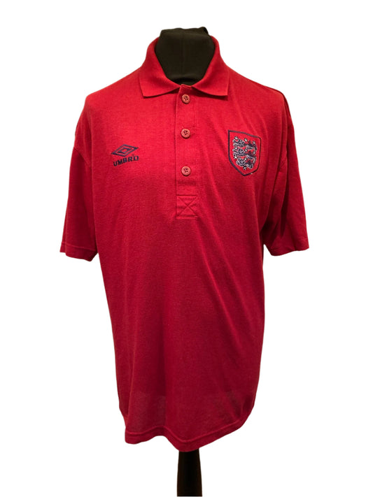 England 1990s Polo Football Shirt Large