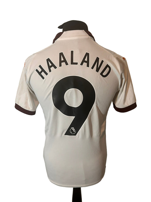 Manchester City 2023-24 away football shirt, Puma, small, white, back, Erling Haaland