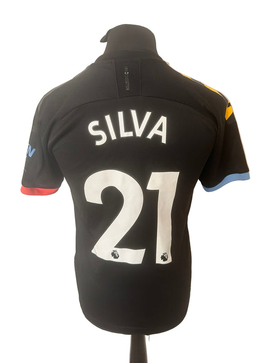 Manchester City 2019-20 away football shirt, David Silva, Puma, small, black, back