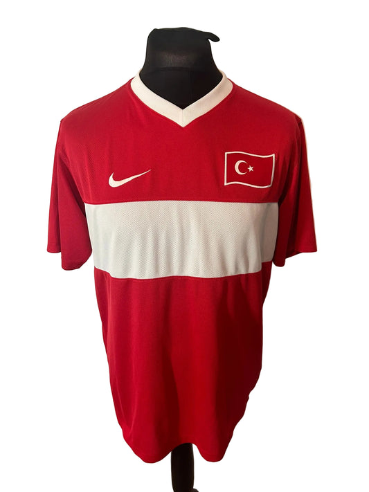 Turkey 2008-10 basic home football shirt, red, large, Nike, front