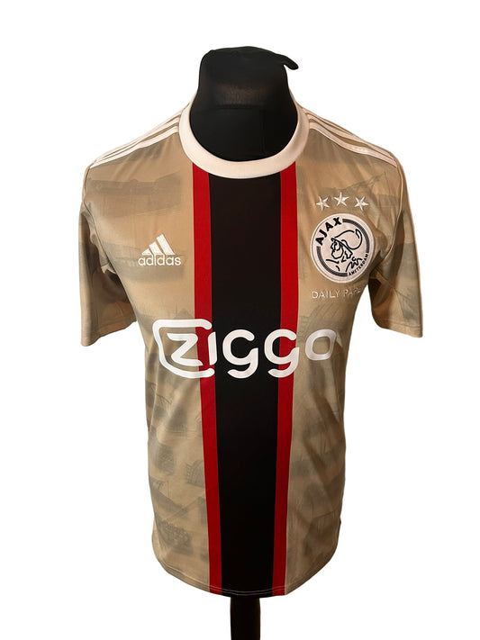 Ajax 2022-23 third football shirt, Adidas, small, gold, beige, front