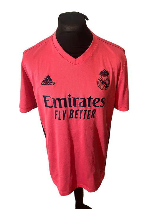 Real Madrid 2020-21 away football shirt, adidas, large, pink, front