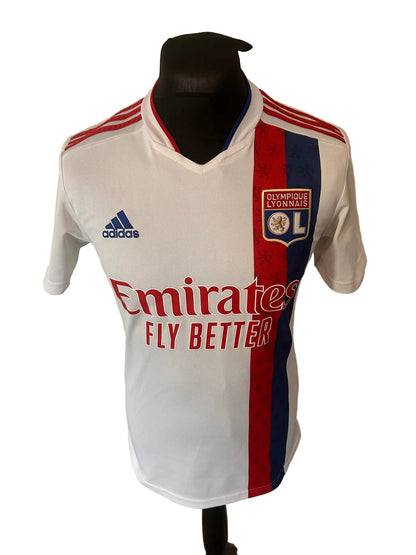 Lyon 2021-22 home football shirt, ehite, small, Adidas, front