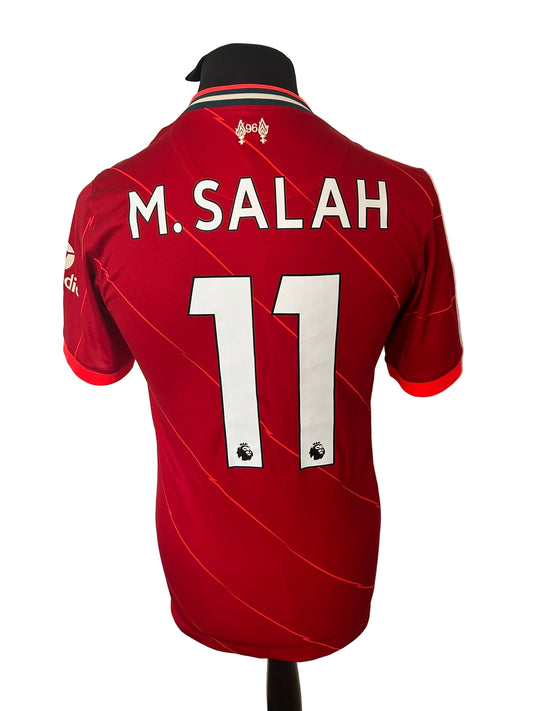 Liverpool 2021-22 home football shirt, Nike, small, red, Mohamed Salah, back