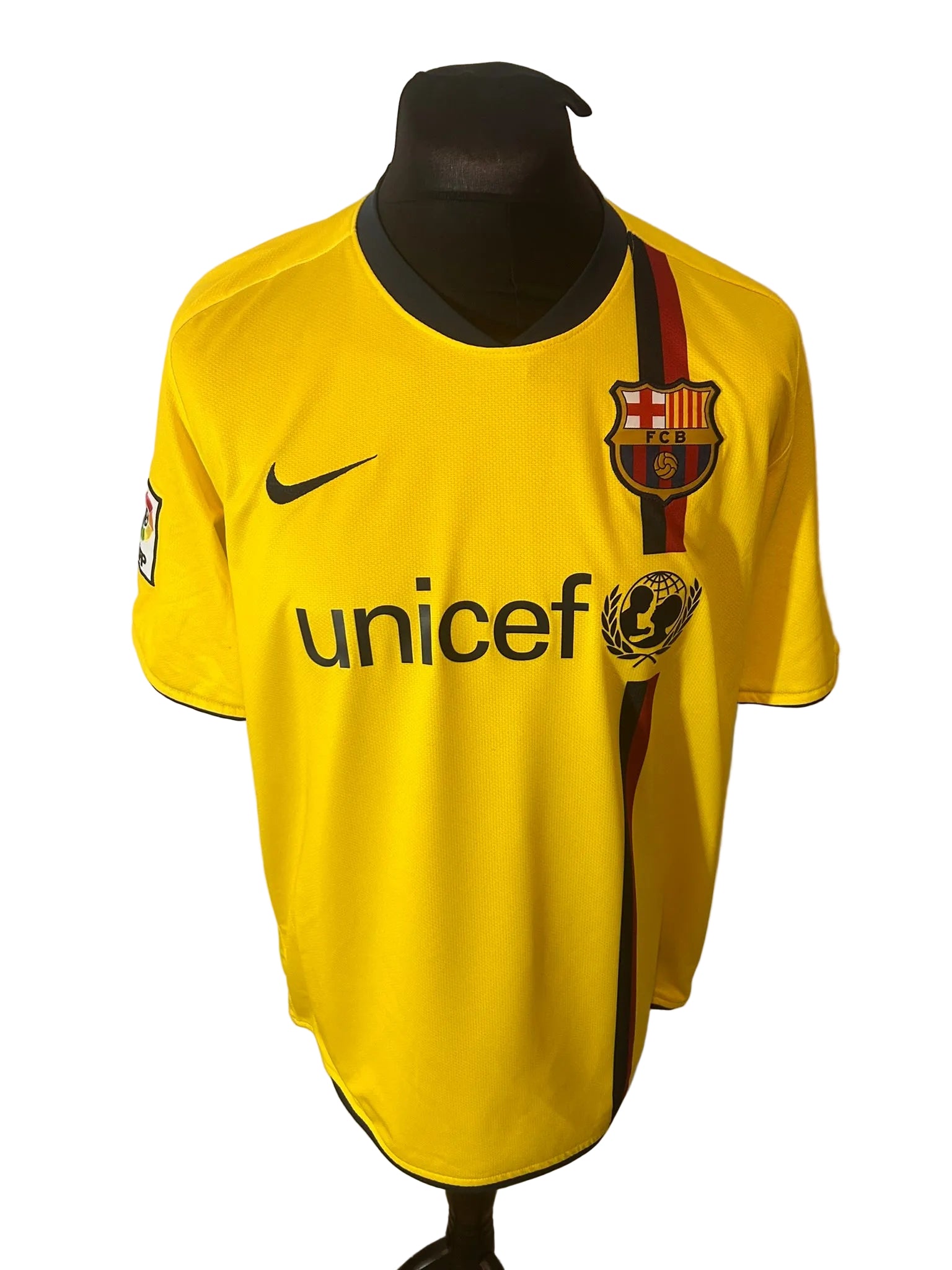 Barcelona 2008-10 away football shirt, yellow, Large, Nike, Lionel Messi, front
