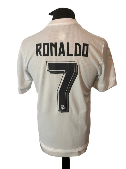 Real Madrid 2015-16 home football shirt, white, Medium, Adidas, Cristiano Ronaldo, back
