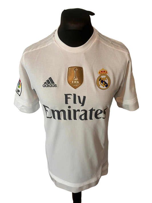 Real Madrid 2015-16 home football shirt, white, Medium, Adidas, Cristiano Ronaldo, front