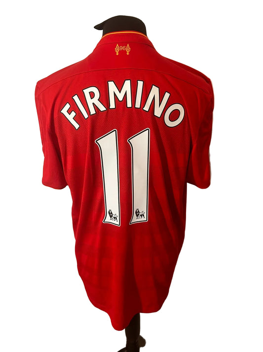 Liverpool 2016-17 home football shirt, red, Extra Large, XL, New Balance, Roberto Firmino, back