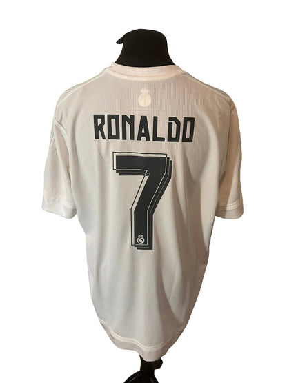 Real Madrid 2015-16 home football shirt, yellow, XXL, Adidas, Cristiano Ronaldo, back