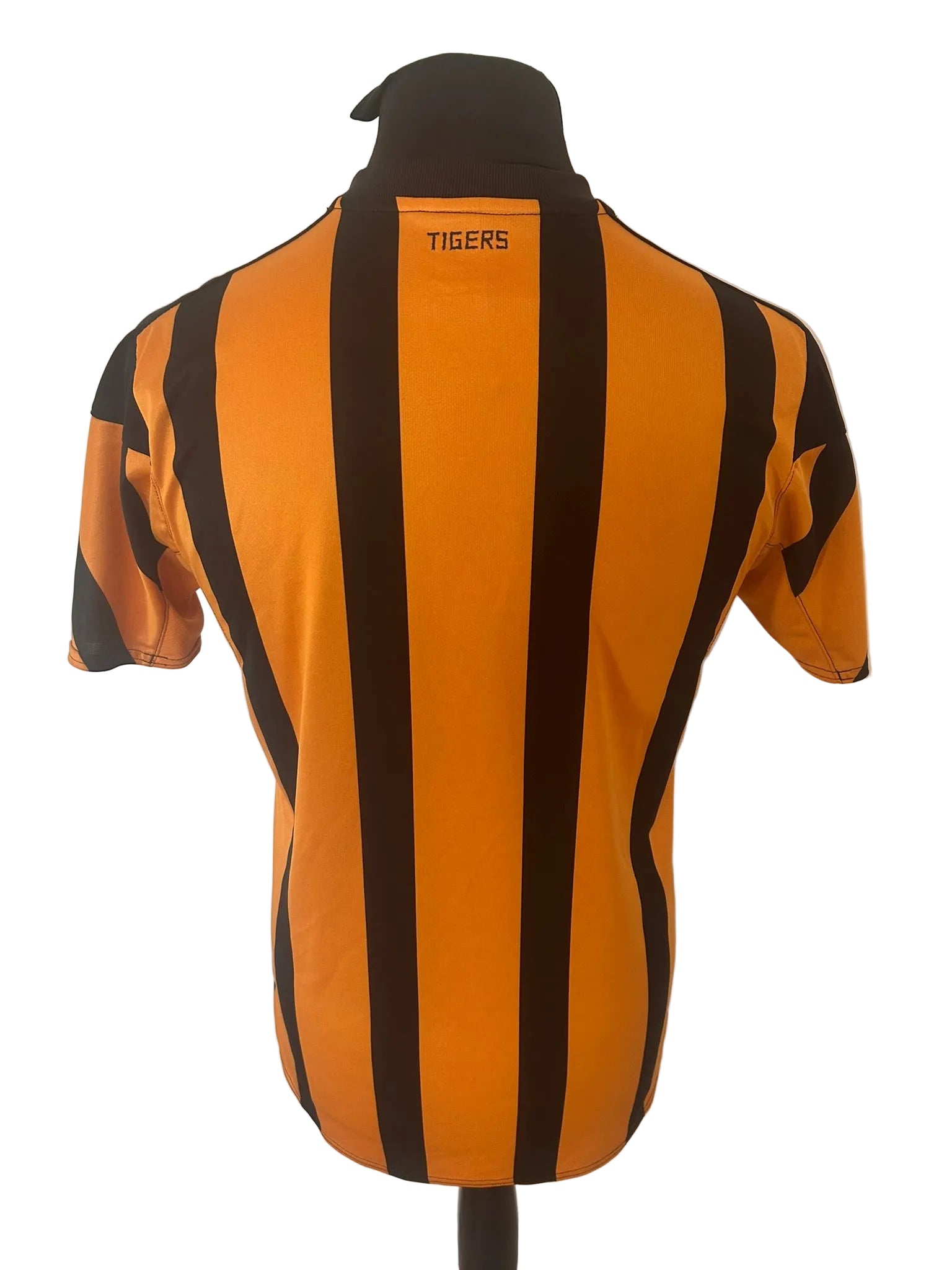 Hull City 2017-18 home football shirt, amber and black, medium, Umbro, back