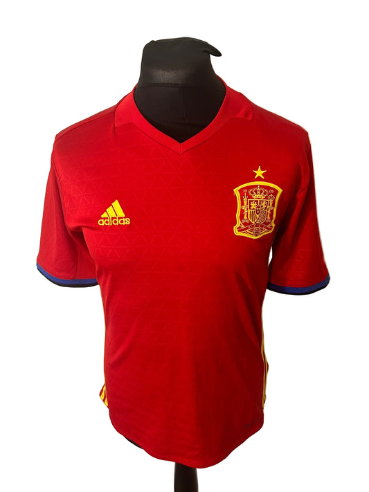 Spain 2016-17 home football shirt, Adidas, small, red, front