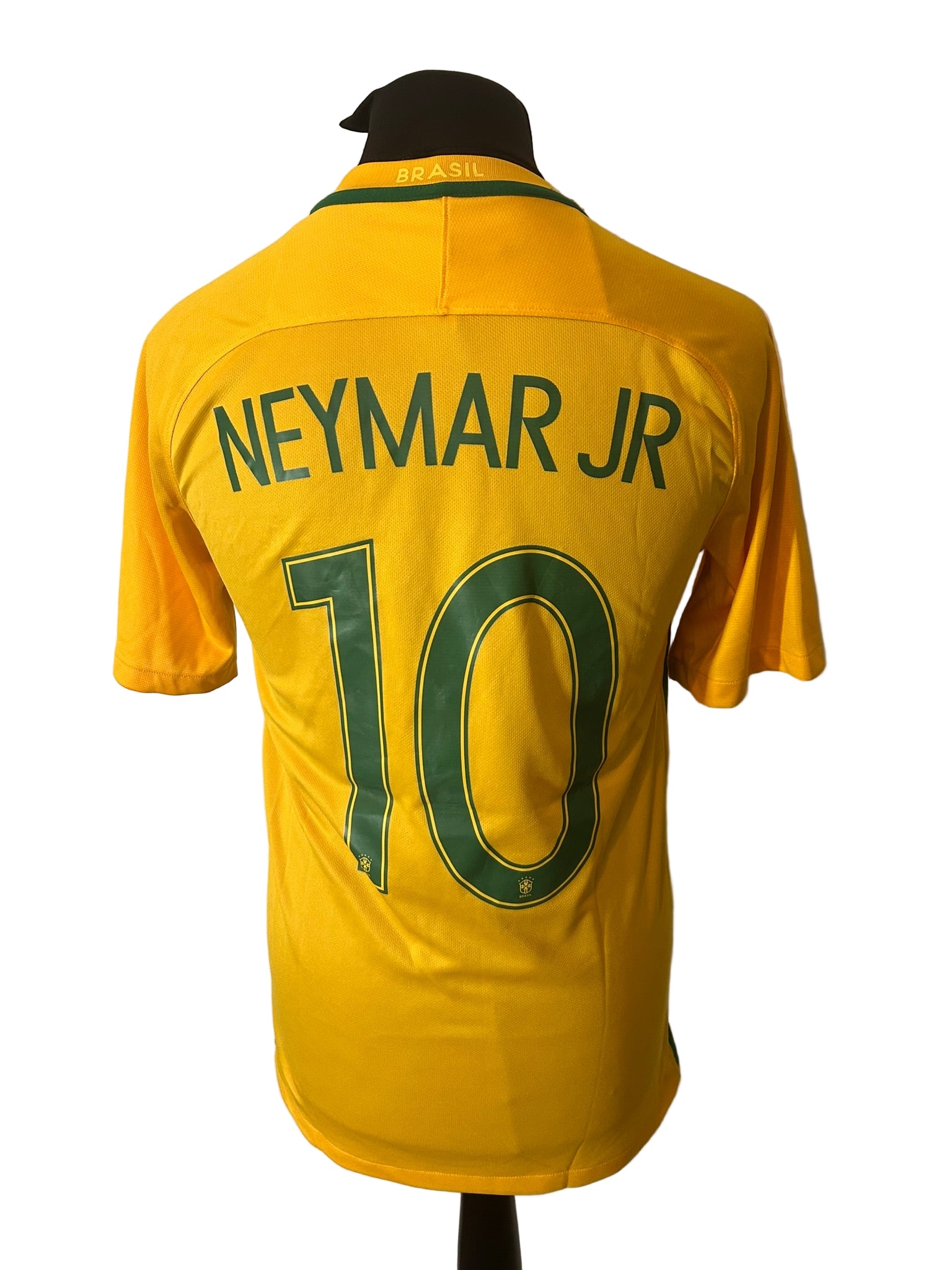Brazil 2016-17 home football shirt, Neymar, Nike, small, yellow, back