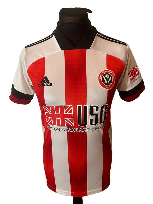Sheffield United 2020-21 home football shirt, red and white, small, Adidas, front