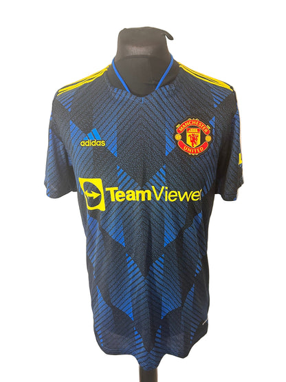Manchester United 2021-22 third football shirt, Adidas, medium, blue and black, front