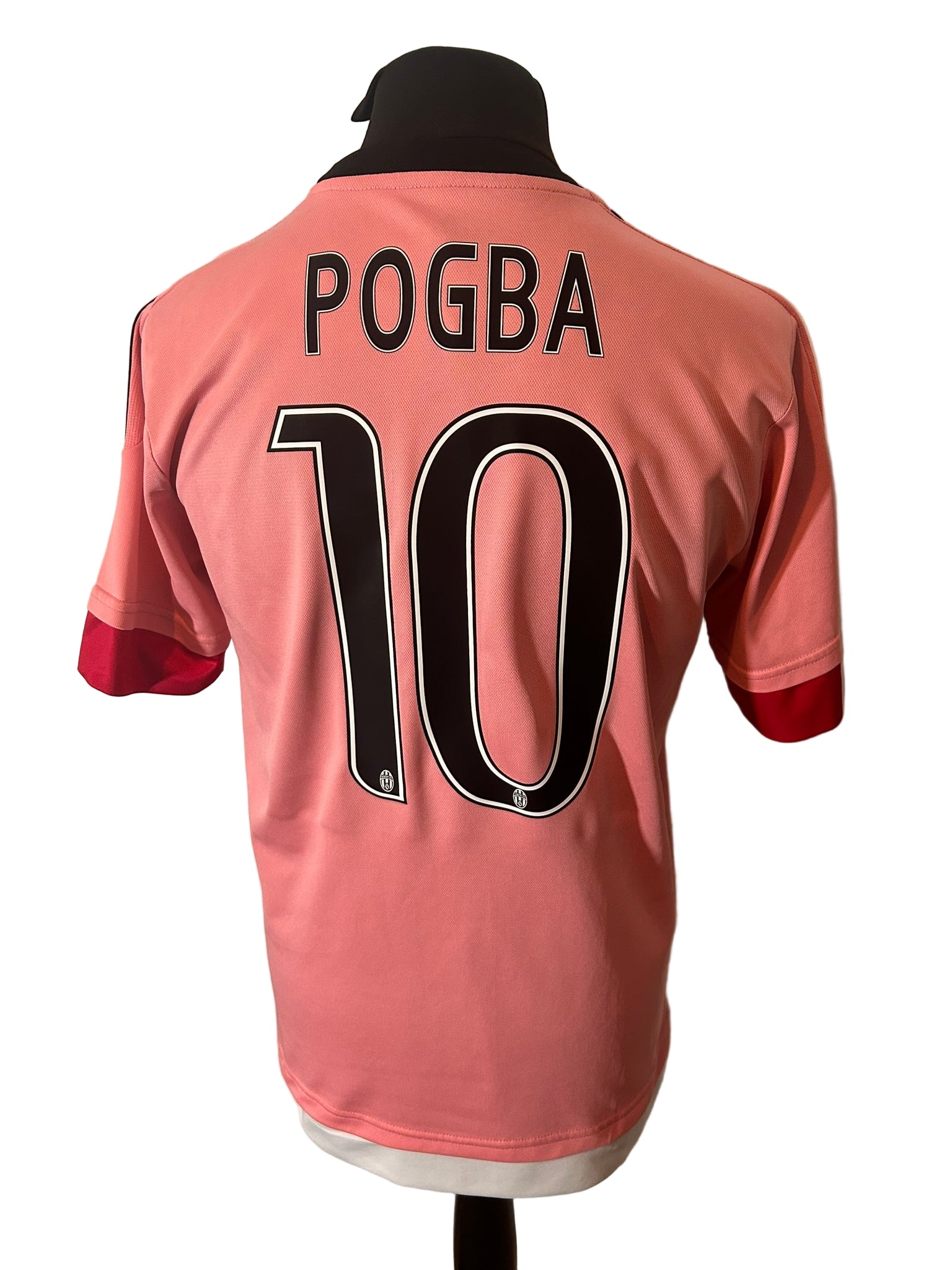 Juventus 2015-16 away football shirt, adidas, medium, pink, Paul Pogba, back