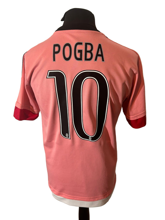 Juventus 2015-16 away football shirt, adidas, medium, pink, Paul Pogba, back