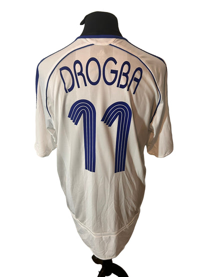 Chelsea 2006-07 away football shirt, adidas, extra large, XL, white, didier drogba, back