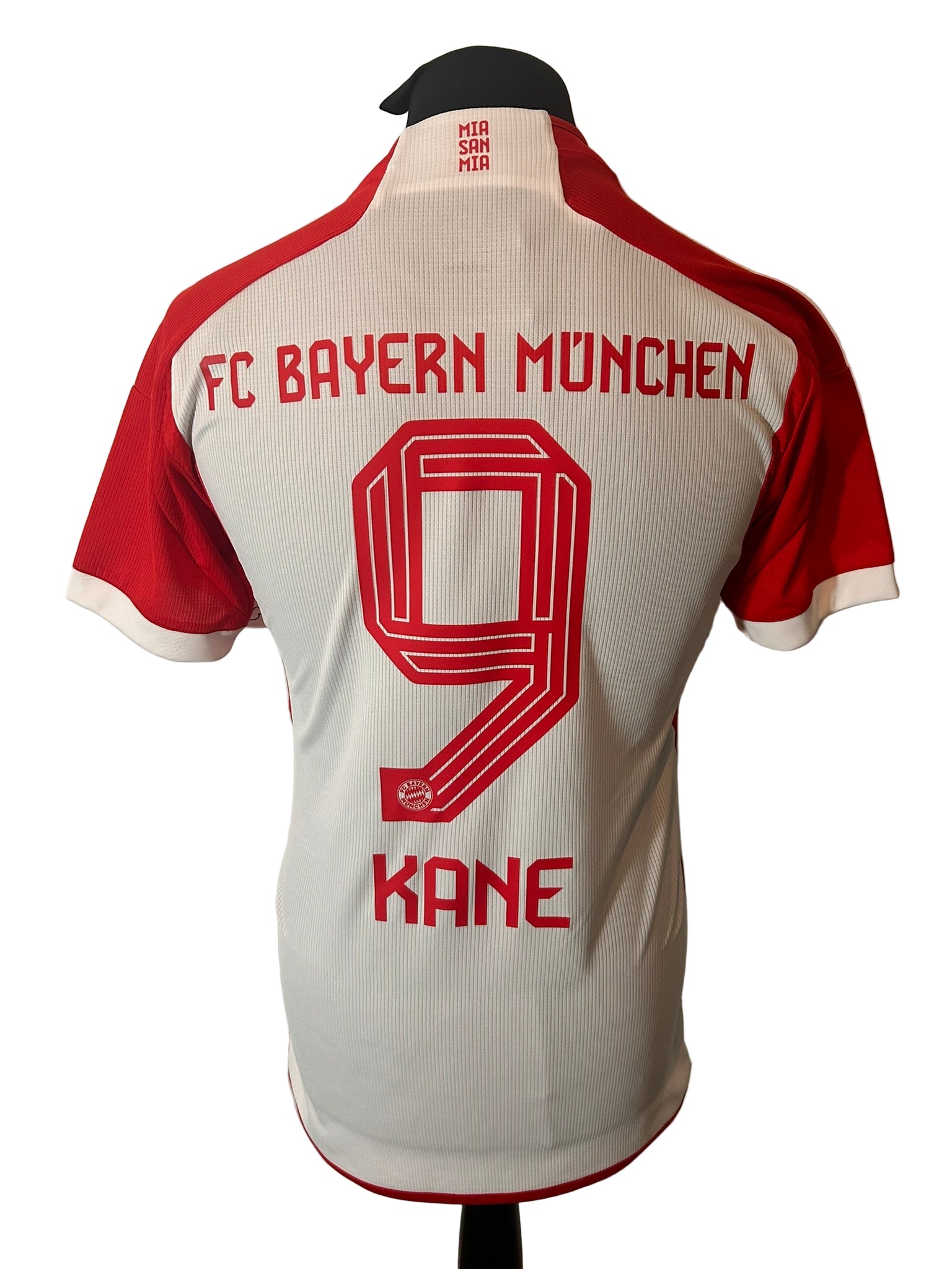 Bayern Munich 2023-24 home football shirt, adidas, small, white, Harry Kane, back