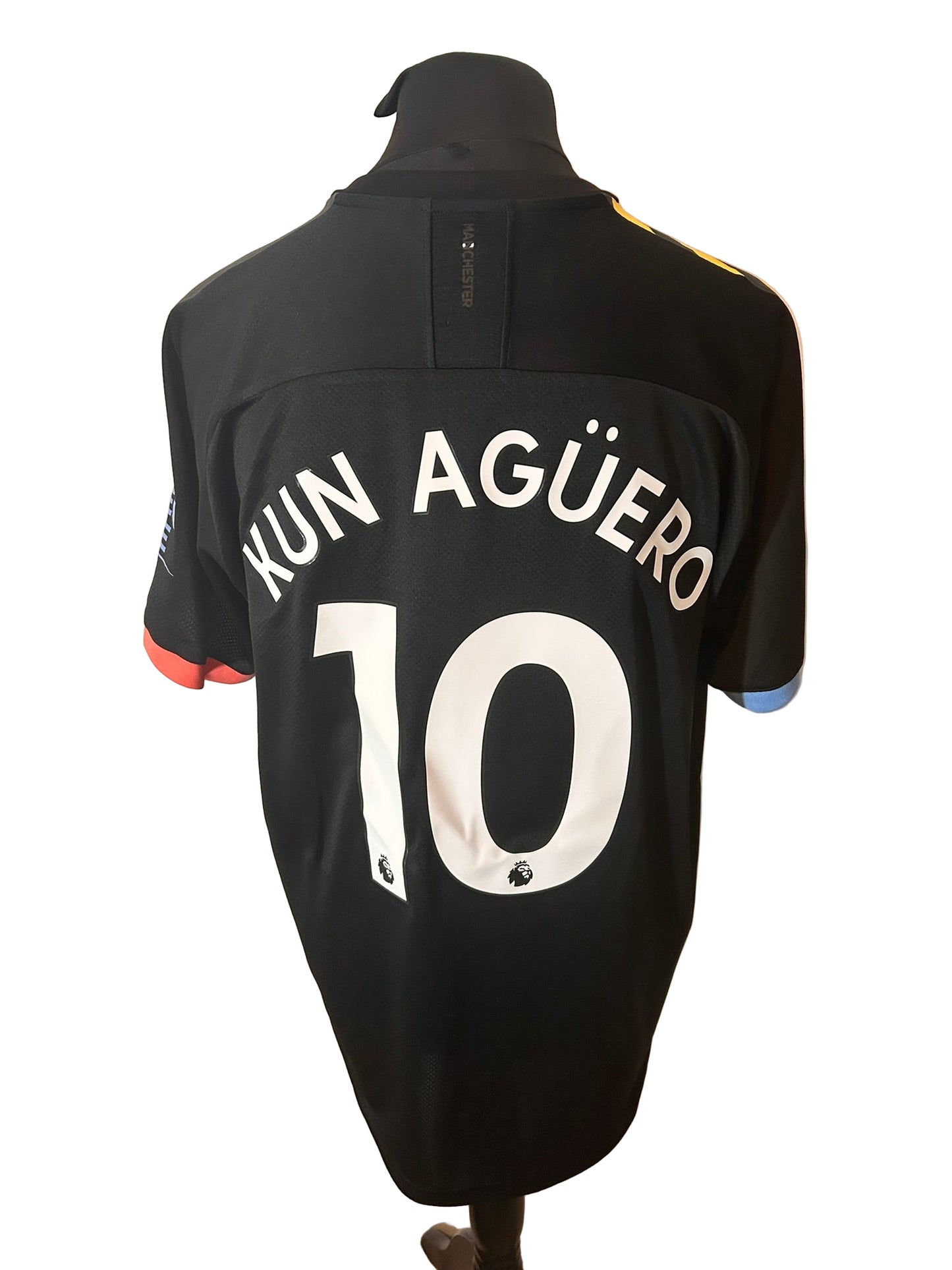Manchester City 2019-20 away football shirt, Puma, XXL, black, Sergio Aguero, back