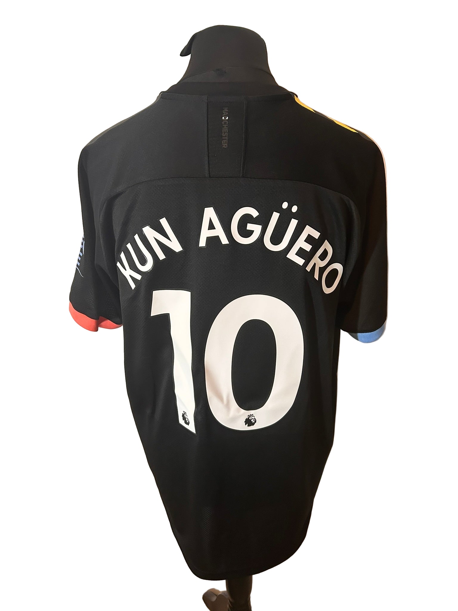 Manchester City 2019-20 away football shirt, Puma, XXL, black, Sergio Aguero, back