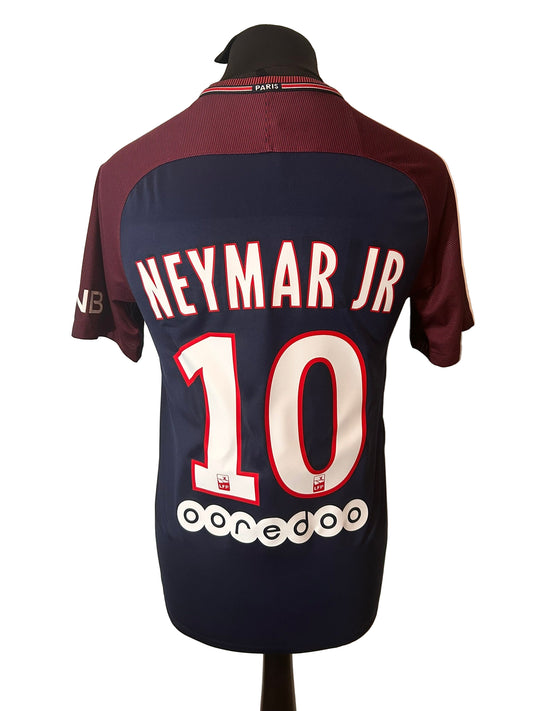 PSG, Paris Saint Germain 2017-18 home football shirt, Nike, small, navy, Neymar, back