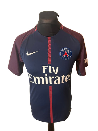 PSG, Paris Saint Germain 2017-18 home football shirt, Nike, small, navy, Neymar, front