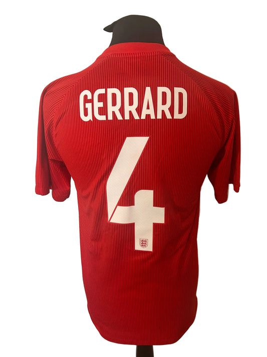 England 2014-15 away football shirt, red, small, Nike, Steven Gerrard, back