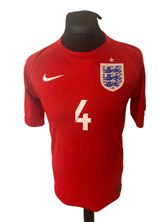 England 2014-15 away football shirt, red, small, Nike, Steven Gerrard, front