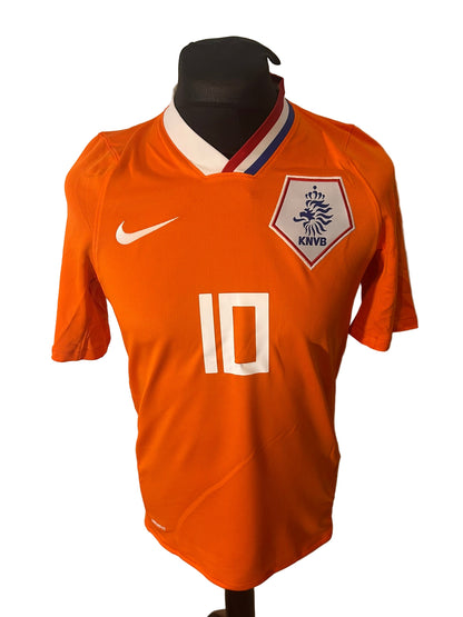 Netherlands 2008-10 home football shirt, Nike, small, orange, Wesley Sneijder, front