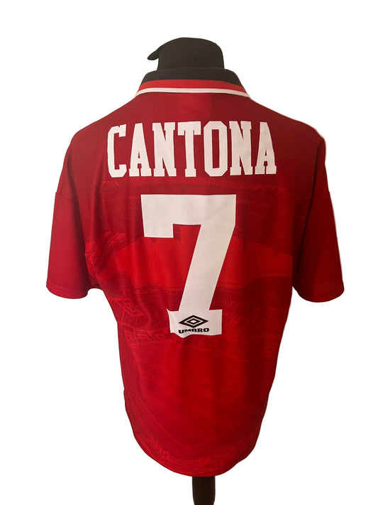 Manchester United 1994-96 home football shirt, red, Large, Umbro, Eric Cantona, back