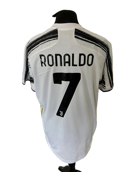 Juventus 2020-21 home football shirt, black and white, Extra Large, XL, Adidas, Cristiano Ronaldo, back