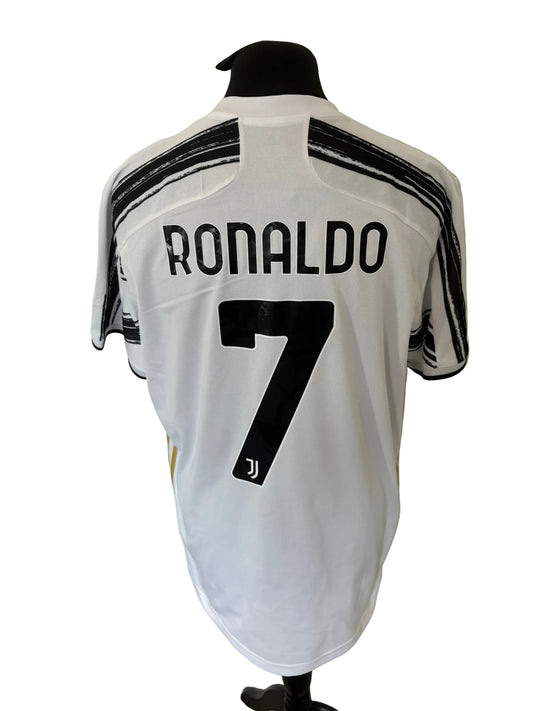 Juventus 2020-21 home football shirt, black and white, Extra Large, XL, Adidas, Cristiano Ronaldo, back
