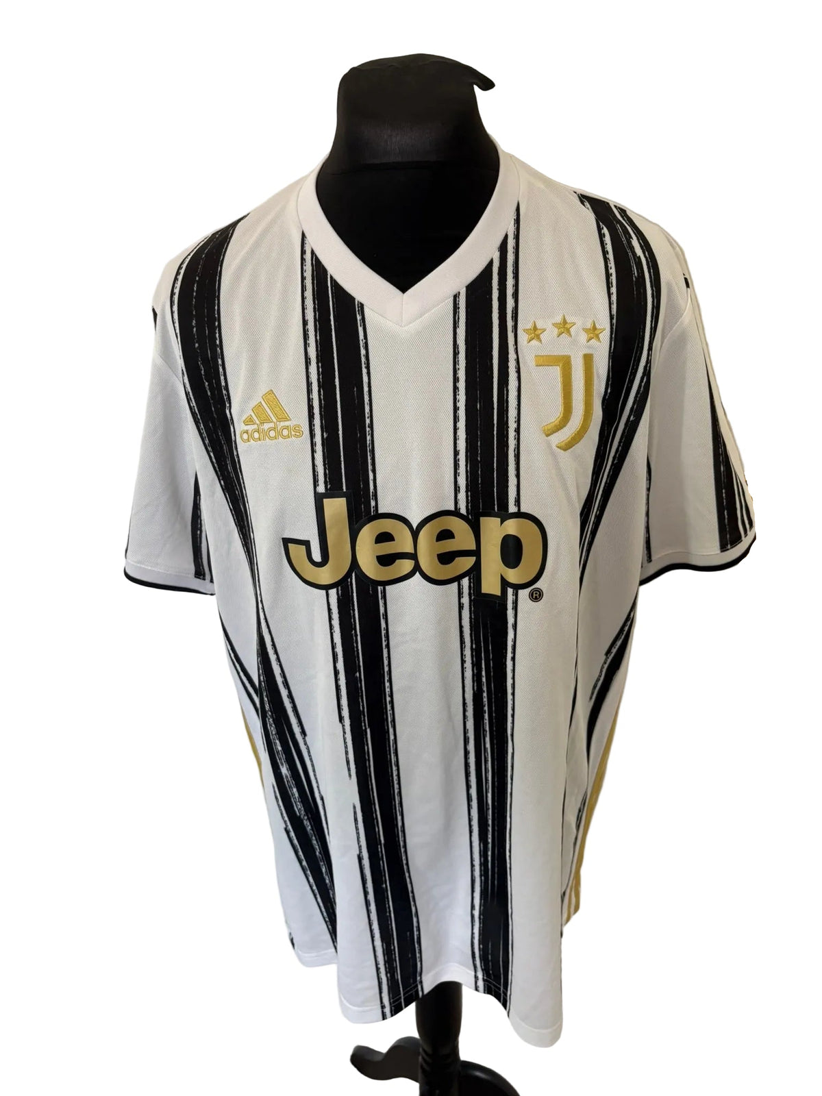 Juventus 2020-21 home football shirt, black and white, Extra Large, XL, Adidas, Cristiano Ronaldo, front