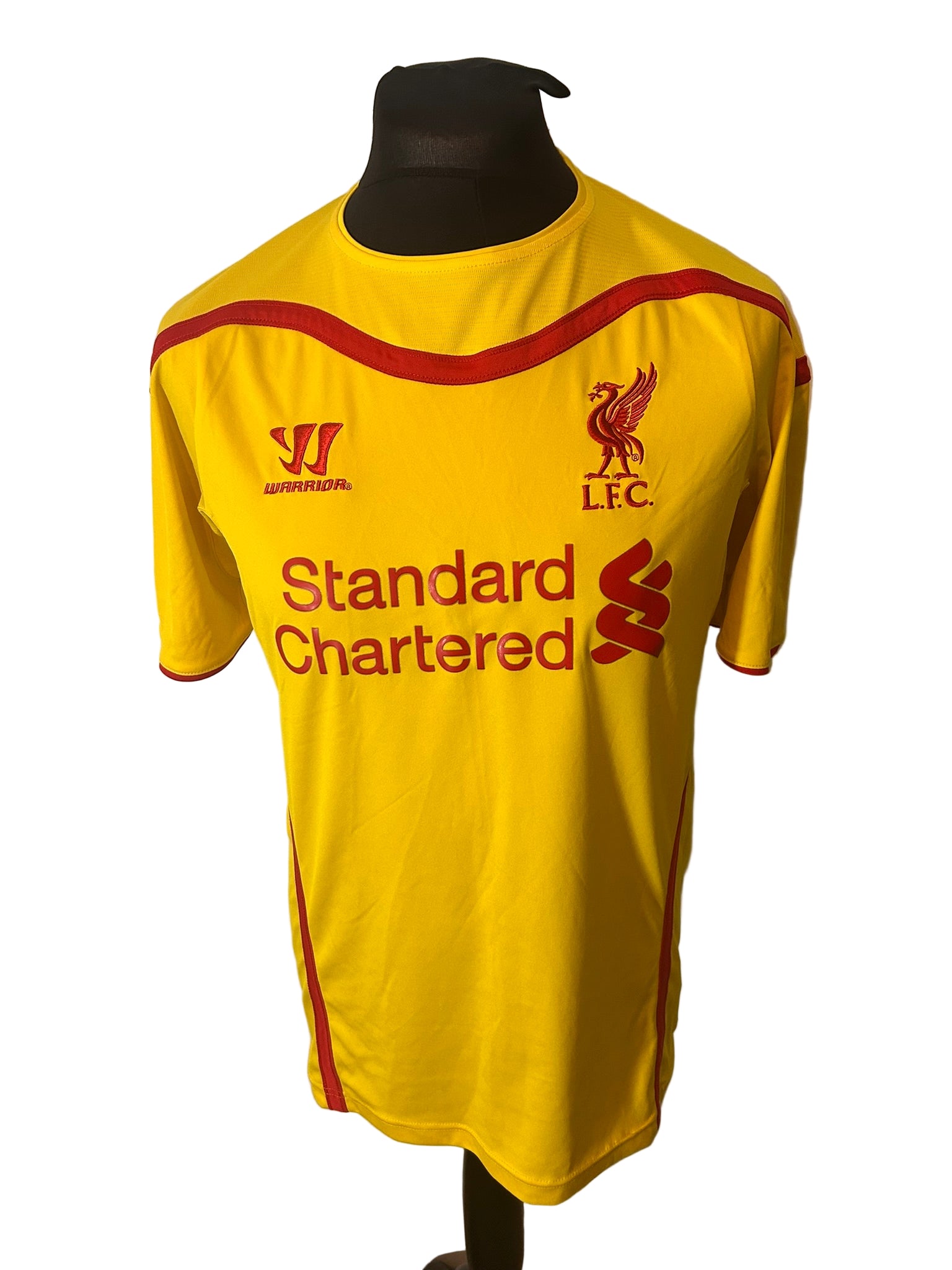 Liverpool 2014-15 away football shirt, Warrior, medium, yellow, front