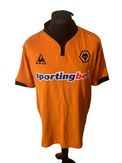 Wolves, Wolverhampton Wanderers 2009-10 home football shirt, Le Coq Sportif, extra large, XL, gold, front